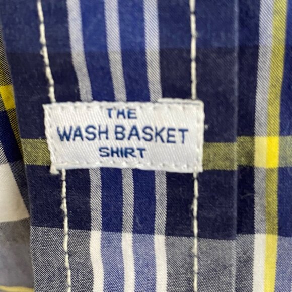 Superdry Mens Short Sleeve Plaid Button-Up Shirt Medium Cotton Blend Blue/Yellow - Picture 10 of 11